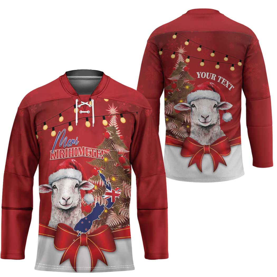 Personalized New Zealand Sheep Christmas Hockey Jersey Hipi Meri Kirihimete Silver Fern Xmas Tree LT14 - Polynesian Pride