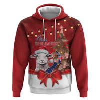 Personalized New Zealand Sheep Christmas Hoodie Hipi Meri Kirihimete Silver Fern Xmas Tree LT14 Pullover Hoodie Red - Polynesian Pride