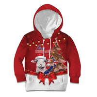 Personalized New Zealand Sheep Christmas Kid Hoodie Hipi Meri Kirihimete Silver Fern Xmas Tree LT14 Hoodie Red - Polynesian Pride
