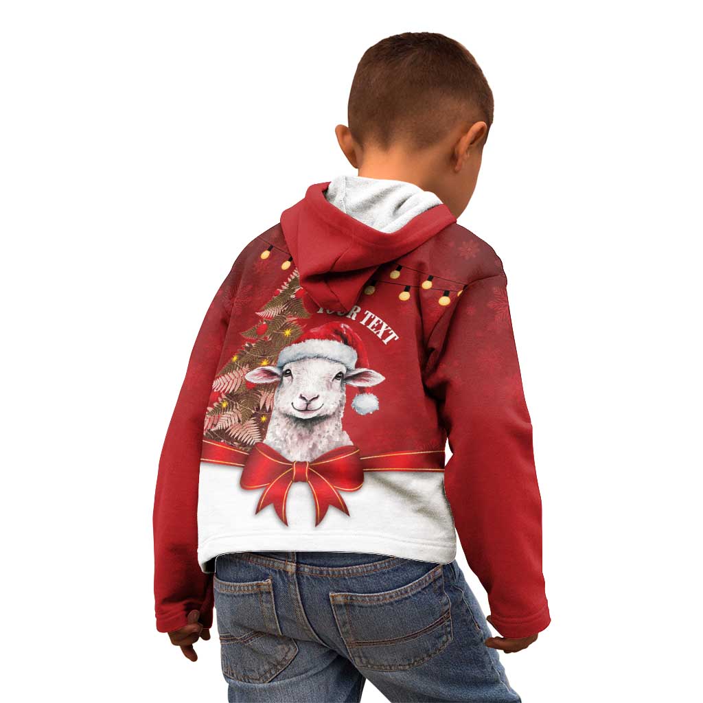 Personalized New Zealand Sheep Christmas Kid Hoodie Hipi Meri Kirihimete Silver Fern Xmas Tree LT14 - Polynesian Pride