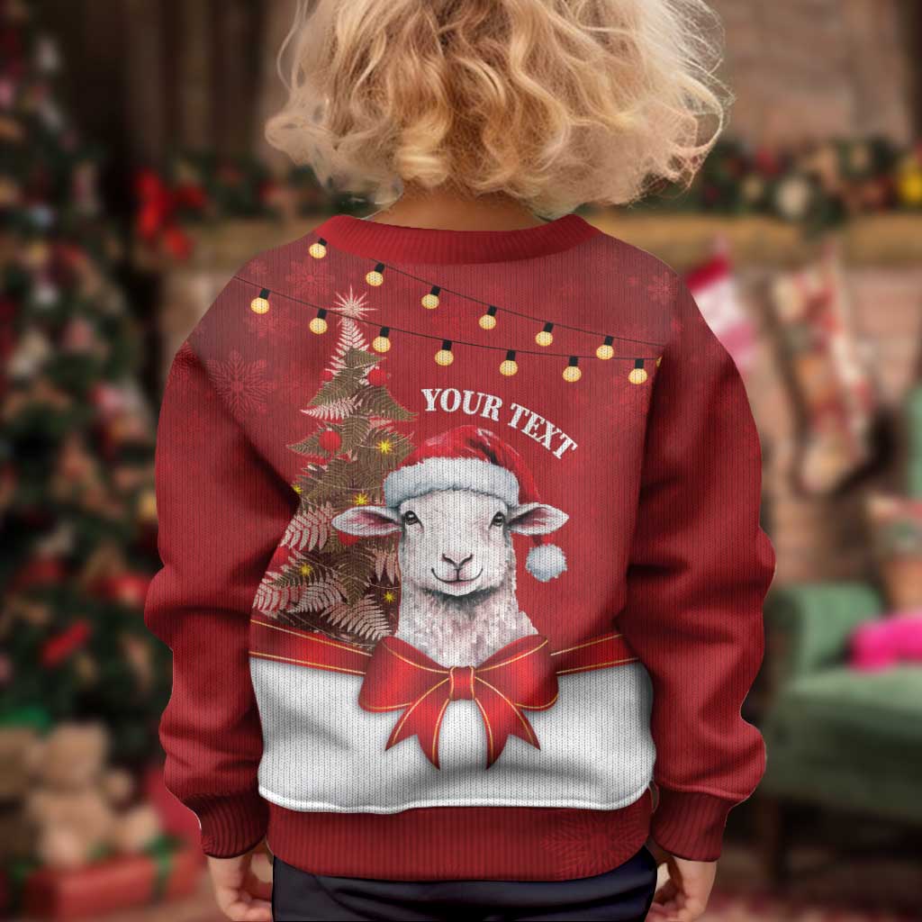 Personalized New Zealand Sheep Christmas Kid Ugly Christmas Sweater Hipi Meri Kirihimete Silver Fern Xmas Tree LT14 - Polynesian Pride