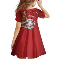 Personalized New Zealand Sheep Christmas Kid Short Sleeve Dress Hipi Meri Kirihimete Silver Fern Xmas Tree LT14 - Polynesian Pride