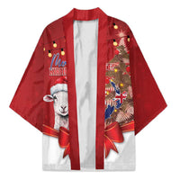 Personalized New Zealand Sheep Christmas Kimono Hipi Meri Kirihimete Silver Fern Xmas Tree LT14 Unisex Red - Polynesian Pride