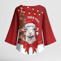Personalized New Zealand Sheep Christmas Kimono Sleeve Blouse Hipi Meri Kirihimete Silver Fern Xmas Tree LT14 - Polynesian Pride