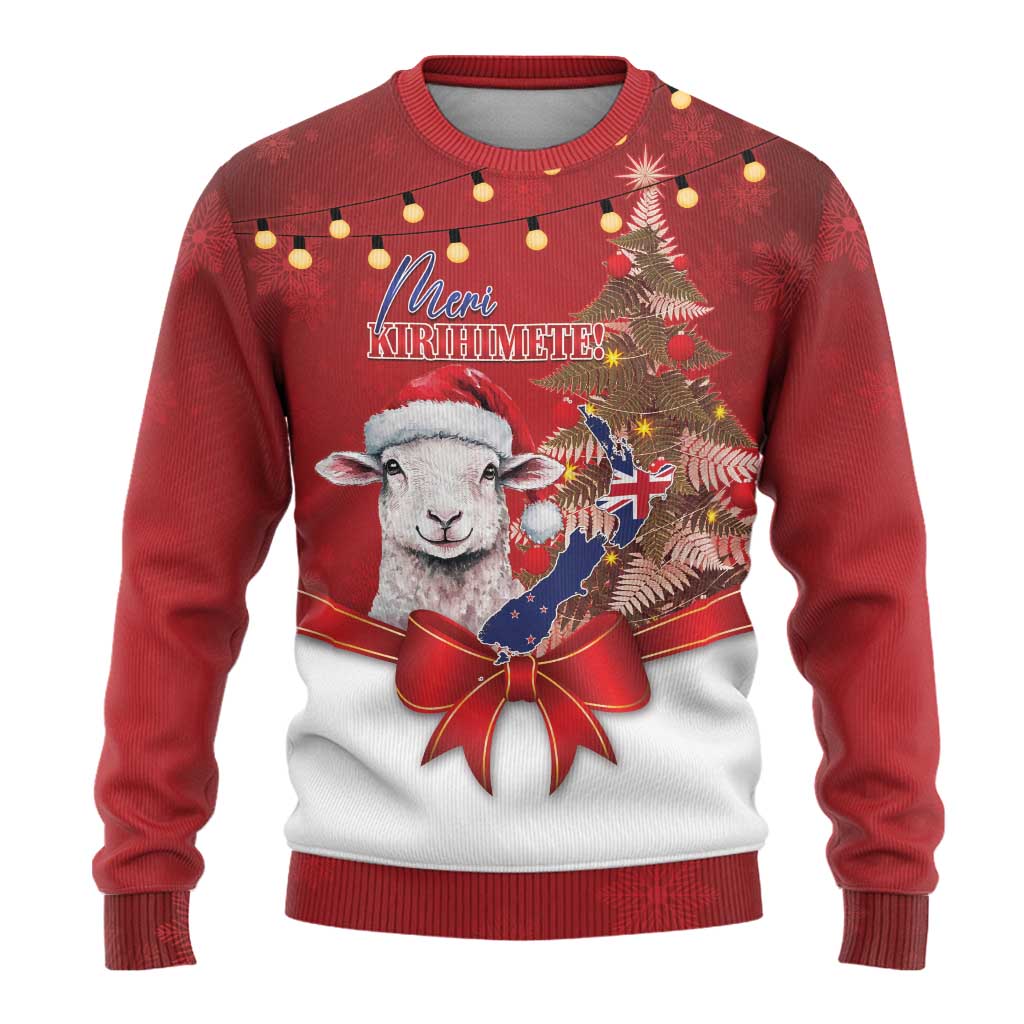 Personalized New Zealand Sheep Christmas Ugly Christmas Sweater Hipi Meri Kirihimete Silver Fern Xmas Tree LT14 - Polynesian Pride