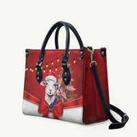 Personalized New Zealand Sheep Christmas Leather Bag Hipi Meri Kirihimete Silver Fern Xmas Tree LT14 Red - Polynesian Pride