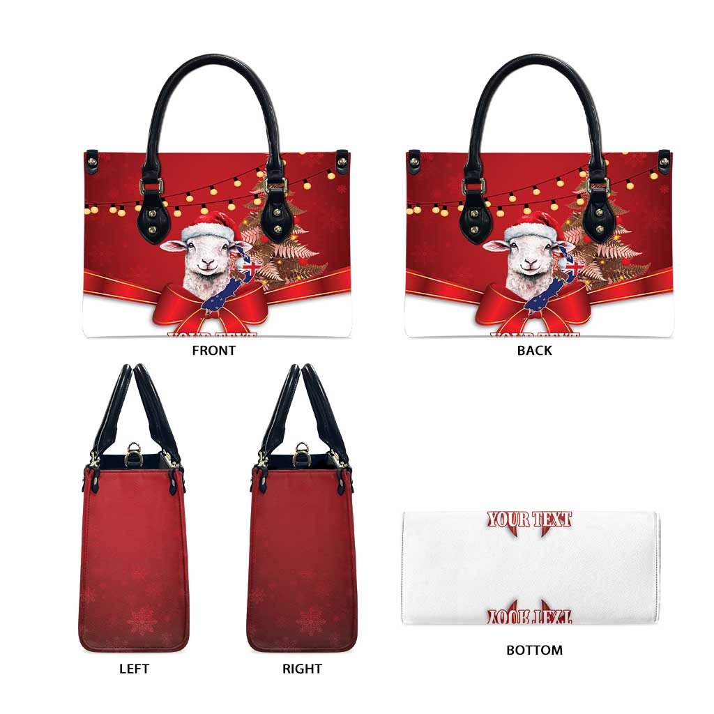 Personalized New Zealand Sheep Christmas Leather Bag Hipi Meri Kirihimete Silver Fern Xmas Tree LT14 - Polynesian Pride
