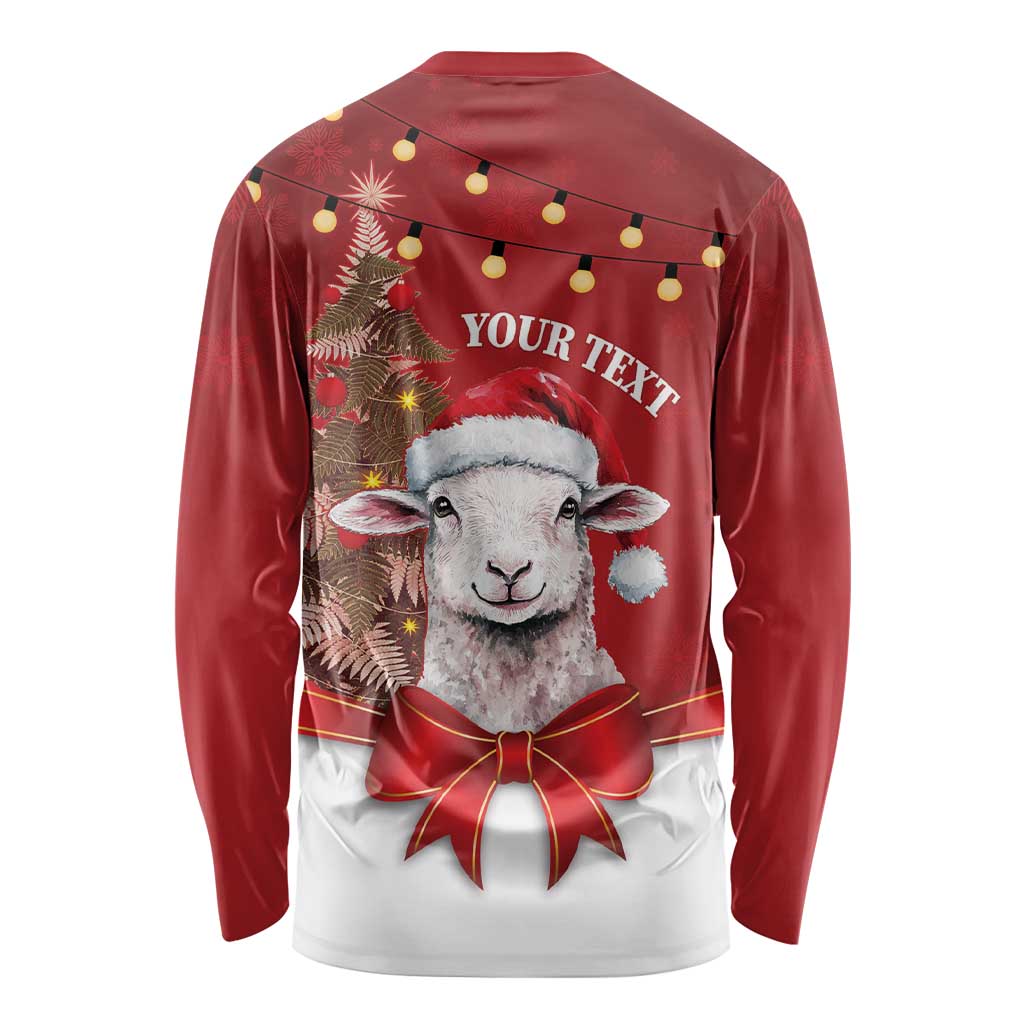 Personalized New Zealand Sheep Christmas Long Sleeve Shirt Hipi Meri Kirihimete Silver Fern Xmas Tree LT14 - Polynesian Pride