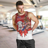 Personalized New Zealand Sheep Christmas Men Tank Top Hipi Meri Kirihimete Silver Fern Xmas Tree LT14 Red - Polynesian Pride