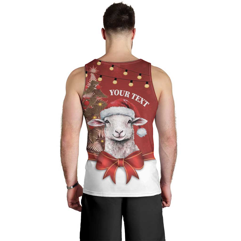 Personalized New Zealand Sheep Christmas Men Tank Top Hipi Meri Kirihimete Silver Fern Xmas Tree LT14 - Polynesian Pride