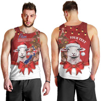 Personalized New Zealand Sheep Christmas Men Tank Top Hipi Meri Kirihimete Silver Fern Xmas Tree LT14 - Polynesian Pride
