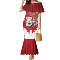 Personalized New Zealand Sheep Christmas Mermaid Dress Hipi Meri Kirihimete Silver Fern Xmas Tree LT14 Women Red - Polynesian Pride