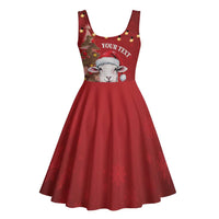 Personalized New Zealand Sheep Christmas Midi Dress Hipi Meri Kirihimete Silver Fern Xmas Tree LT14 - Polynesian Pride