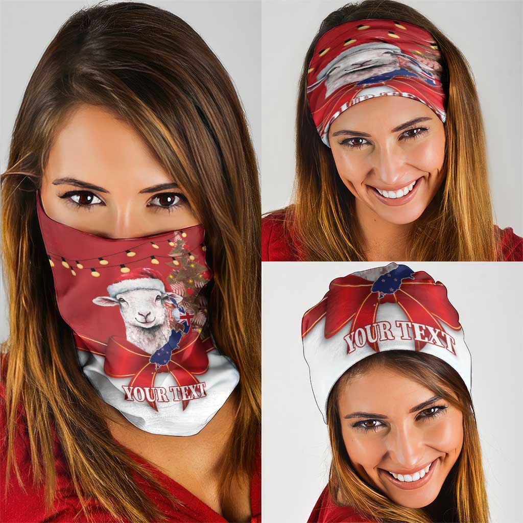 Personalized New Zealand Sheep Christmas Neck Gaiter Hipi Meri Kirihimete Silver Fern Xmas Tree LT14 - Polynesian Pride