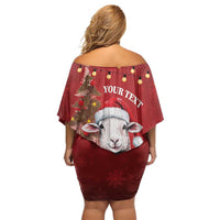 Personalized New Zealand Sheep Christmas Off Shoulder Short Dress Hipi Meri Kirihimete Silver Fern Xmas Tree LT14 - Polynesian Pride