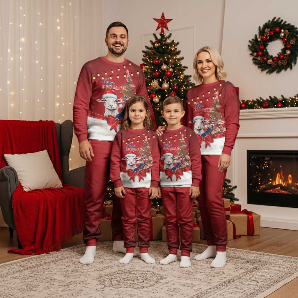 Personalized New Zealand Sheep Christmas Pajama Set Hipi Meri Kirihimete Silver Fern Xmas Tree LT14 - Polynesian Pride