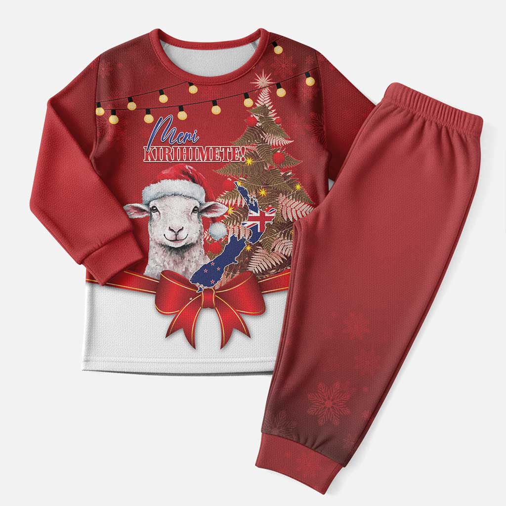 Personalized New Zealand Sheep Christmas Pajama Set Hipi Meri Kirihimete Silver Fern Xmas Tree LT14 Men Red - Polynesian Pride