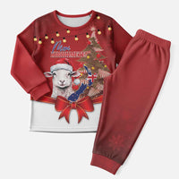 Personalized New Zealand Sheep Christmas Pajama Set Hipi Meri Kirihimete Silver Fern Xmas Tree LT14 Men Red - Polynesian Pride