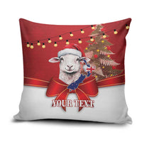 Personalized New Zealand Sheep Christmas Pillow Cover Hipi Meri Kirihimete Silver Fern Xmas Tree LT14 Red - Polynesian Pride