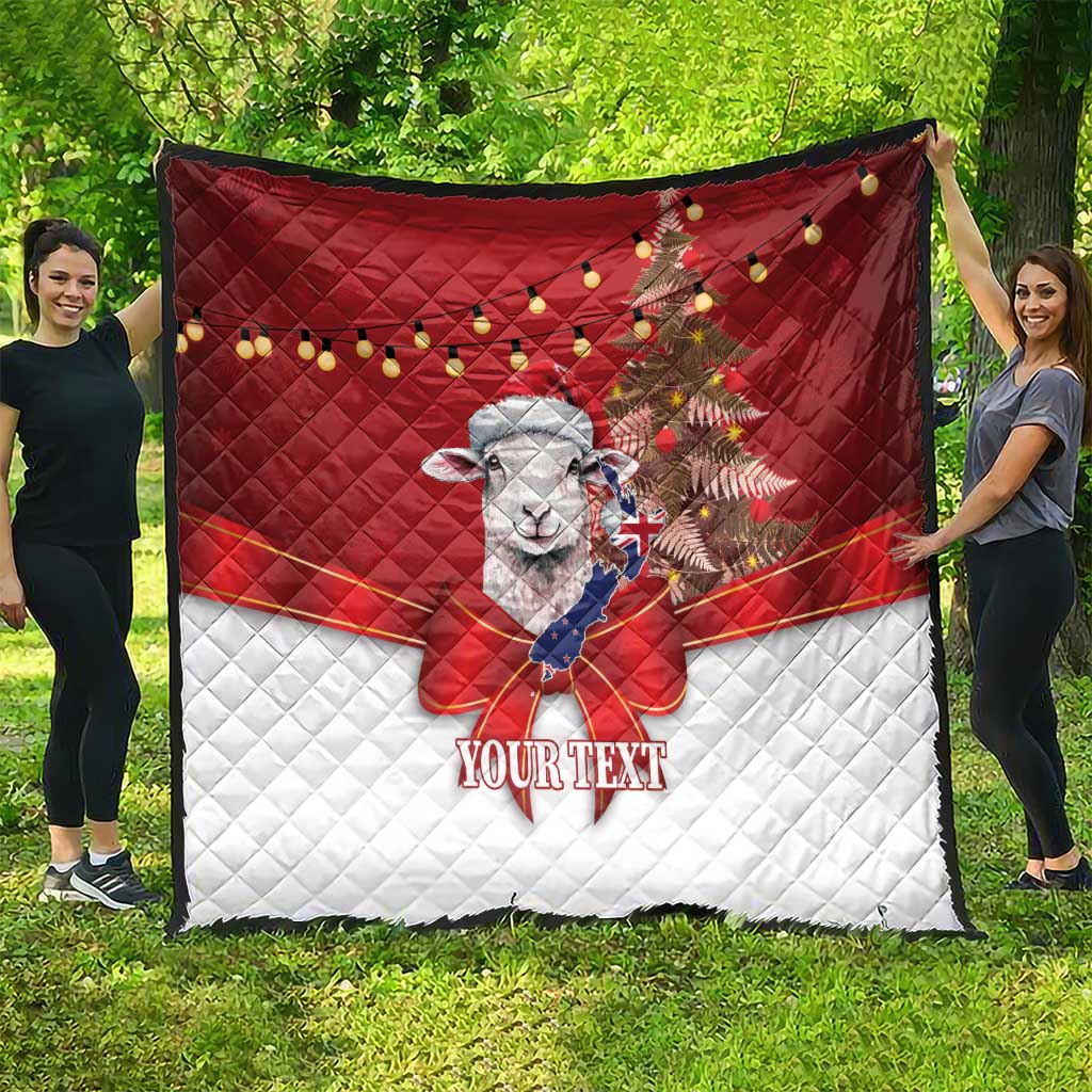Personalized New Zealand Sheep Christmas Quilt Hipi Meri Kirihimete Silver Fern Xmas Tree LT14 - Polynesian Pride