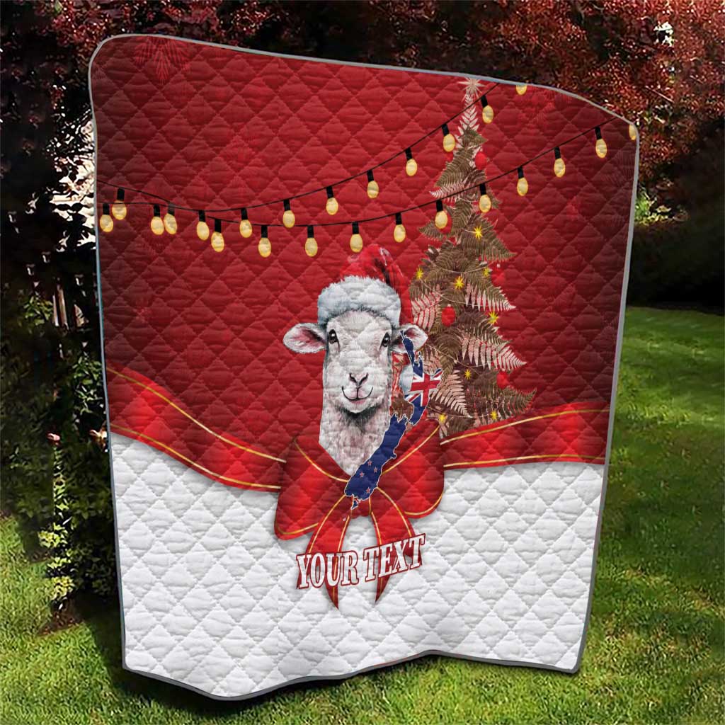 Personalized New Zealand Sheep Christmas Quilt Hipi Meri Kirihimete Silver Fern Xmas Tree LT14 - Polynesian Pride
