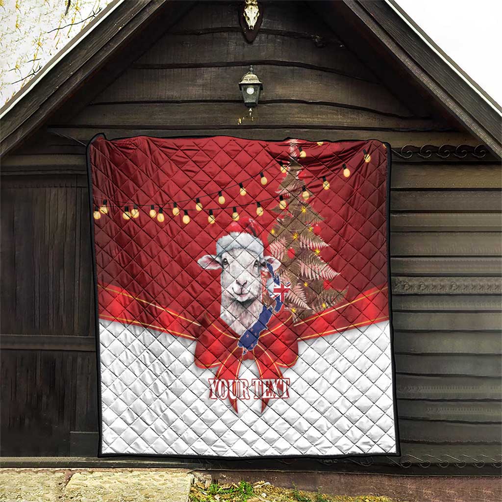 Personalized New Zealand Sheep Christmas Quilt Hipi Meri Kirihimete Silver Fern Xmas Tree LT14 - Polynesian Pride