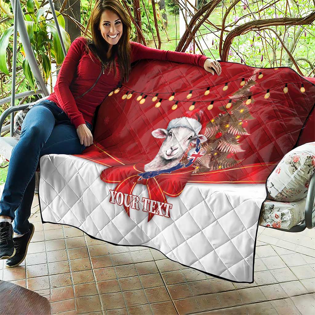 Personalized New Zealand Sheep Christmas Quilt Hipi Meri Kirihimete Silver Fern Xmas Tree LT14 - Polynesian Pride