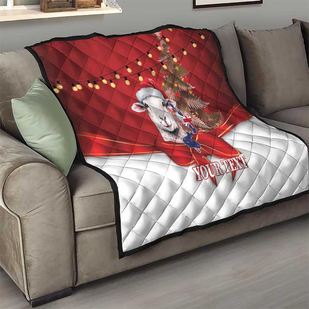 Personalized New Zealand Sheep Christmas Quilt Hipi Meri Kirihimete Silver Fern Xmas Tree LT14 - Polynesian Pride