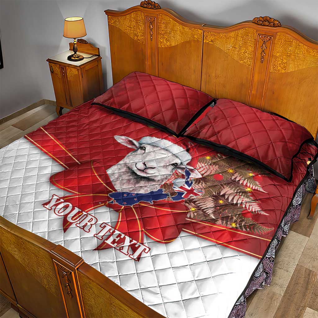 Personalized New Zealand Sheep Christmas Quilt Bed Set Hipi Meri Kirihimete Silver Fern Xmas Tree LT14 - Polynesian Pride