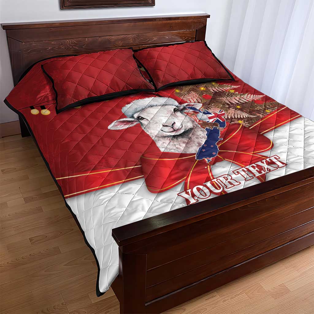 Personalized New Zealand Sheep Christmas Quilt Bed Set Hipi Meri Kirihimete Silver Fern Xmas Tree LT14 - Polynesian Pride