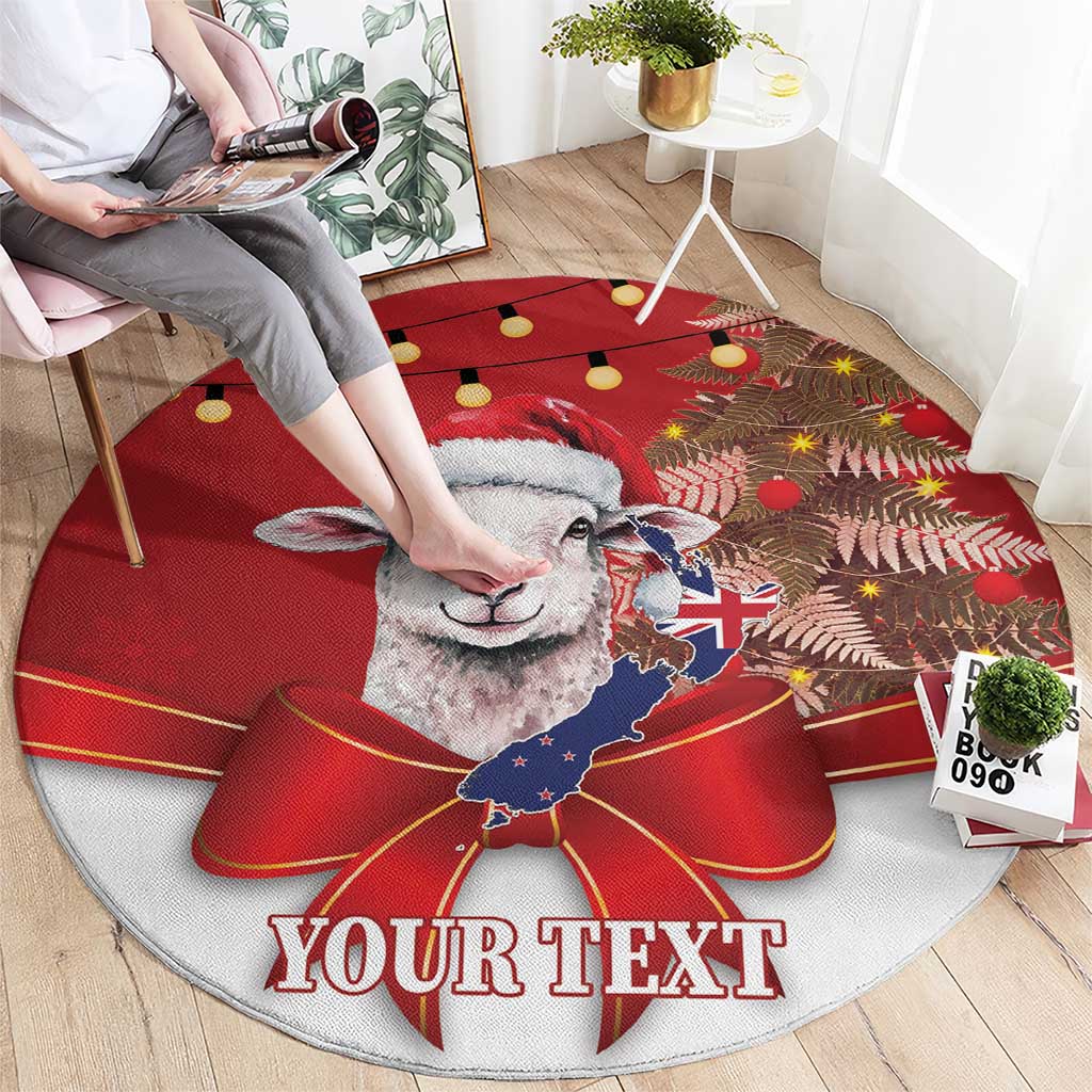 Personalized New Zealand Sheep Christmas Round Carpet Hipi Meri Kirihimete Silver Fern Xmas Tree LT14 - Polynesian Pride