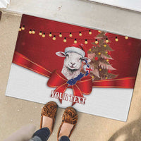 Personalized New Zealand Sheep Christmas Rubber Doormat Hipi Meri Kirihimete Silver Fern Xmas Tree LT14 - Polynesian Pride