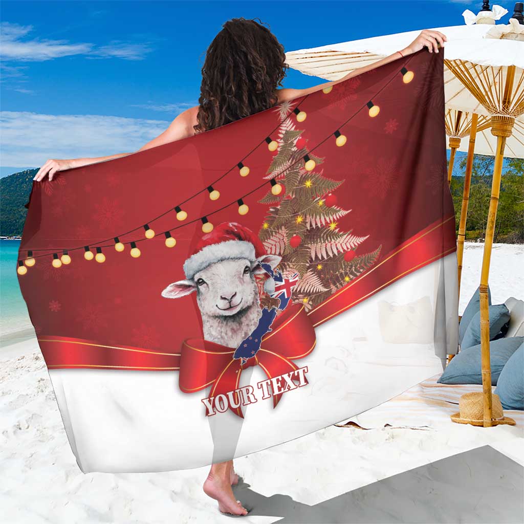 Personalized New Zealand Sheep Christmas Sarong Hipi Meri Kirihimete Silver Fern Xmas Tree LT14 One Size 44 x 66 inches Red - Polynesian Pride