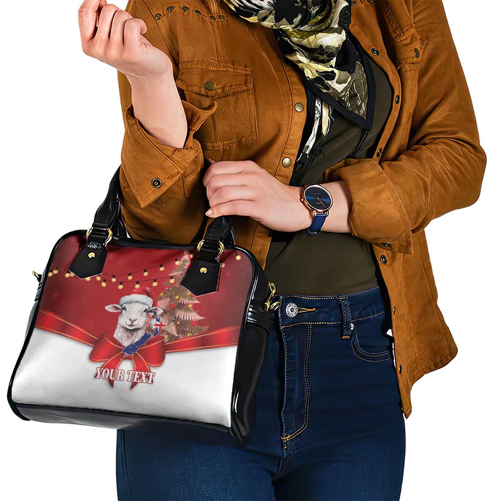 Personalized New Zealand Sheep Christmas Shoulder Handbag Hipi Meri Kirihimete Silver Fern Xmas Tree LT14 - Polynesian Pride