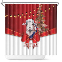 Personalized New Zealand Sheep Christmas Shower Curtain Hipi Meri Kirihimete Silver Fern Xmas Tree LT14 Red - Polynesian Pride
