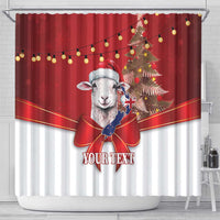 Personalized New Zealand Sheep Christmas Shower Curtain Hipi Meri Kirihimete Silver Fern Xmas Tree LT14 - Polynesian Pride