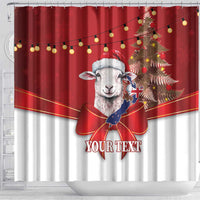 Personalized New Zealand Sheep Christmas Shower Curtain Hipi Meri Kirihimete Silver Fern Xmas Tree LT14 - Polynesian Pride