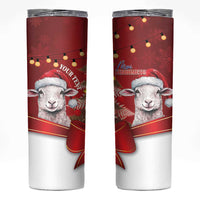 Personalized New Zealand Sheep Christmas Skinny Tumbler Hipi Meri Kirihimete Silver Fern Xmas Tree LT14 Red - Polynesian Pride