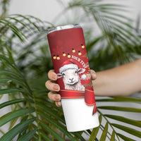 Personalized New Zealand Sheep Christmas Skinny Tumbler Hipi Meri Kirihimete Silver Fern Xmas Tree LT14 - Polynesian Pride