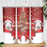 Personalized New Zealand Sheep Christmas Skinny Tumbler Hipi Meri Kirihimete Silver Fern Xmas Tree LT14 - Polynesian Pride