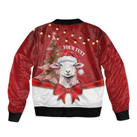Personalized New Zealand Sheep Christmas Sleeve Zip Bomber Jacket Hipi Meri Kirihimete Silver Fern Xmas Tree LT14 - Polynesian Pride