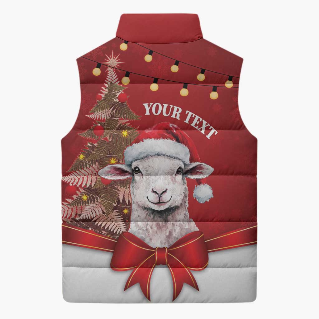 Personalized New Zealand Sheep Christmas Sleeveless Puffer Jacket Hipi Meri Kirihimete Silver Fern Xmas Tree LT14 - Polynesian Pride