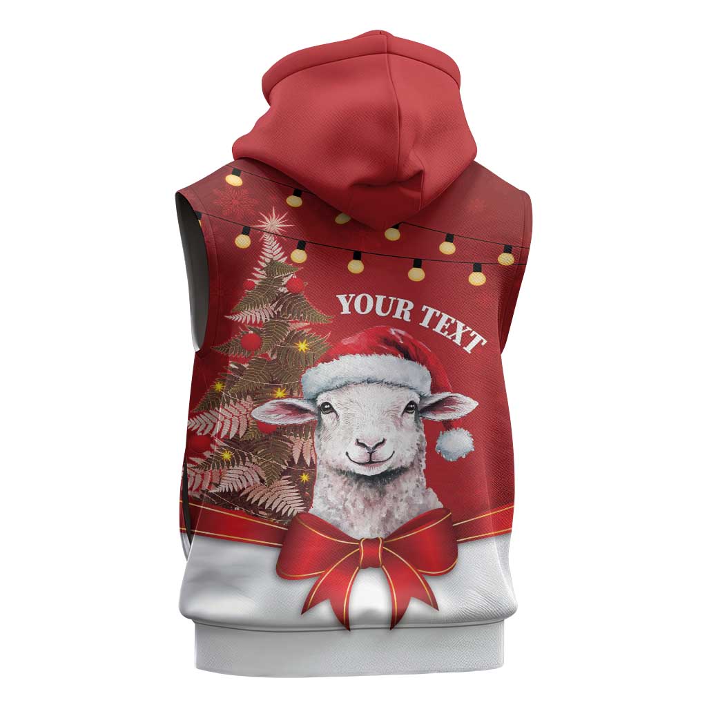 Personalized New Zealand Sheep Christmas Sleeveless Zip Hoodie Hipi Meri Kirihimete Silver Fern Xmas Tree LT14 - Polynesian Pride