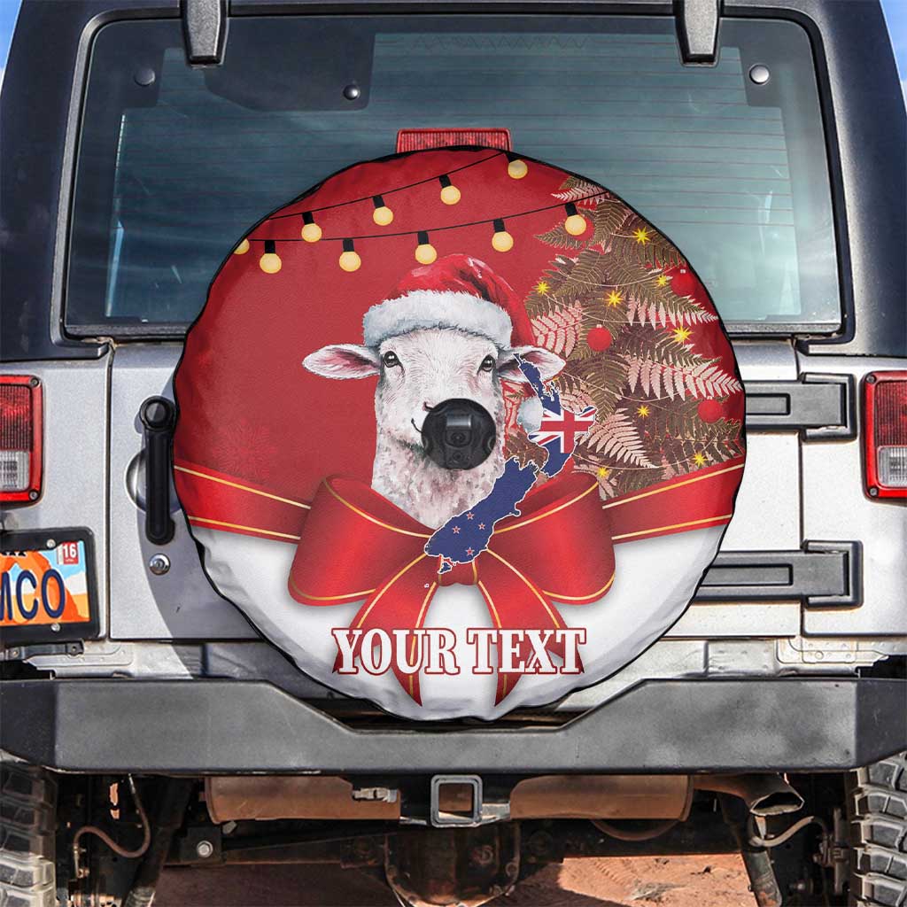 Personalized New Zealand Sheep Christmas Spare Tire Cover Hipi Meri Kirihimete Silver Fern Xmas Tree LT14 Red - Polynesian Pride