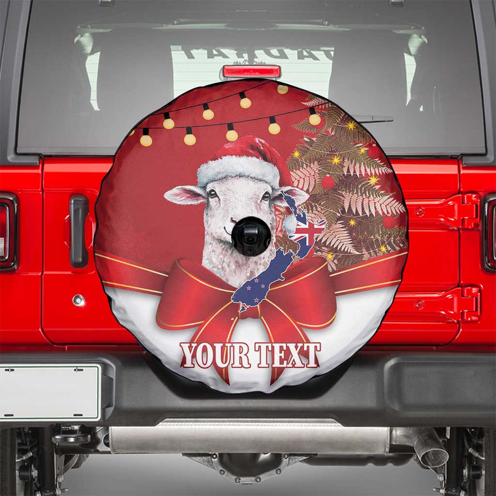 Personalized New Zealand Sheep Christmas Spare Tire Cover Hipi Meri Kirihimete Silver Fern Xmas Tree LT14 - Polynesian Pride