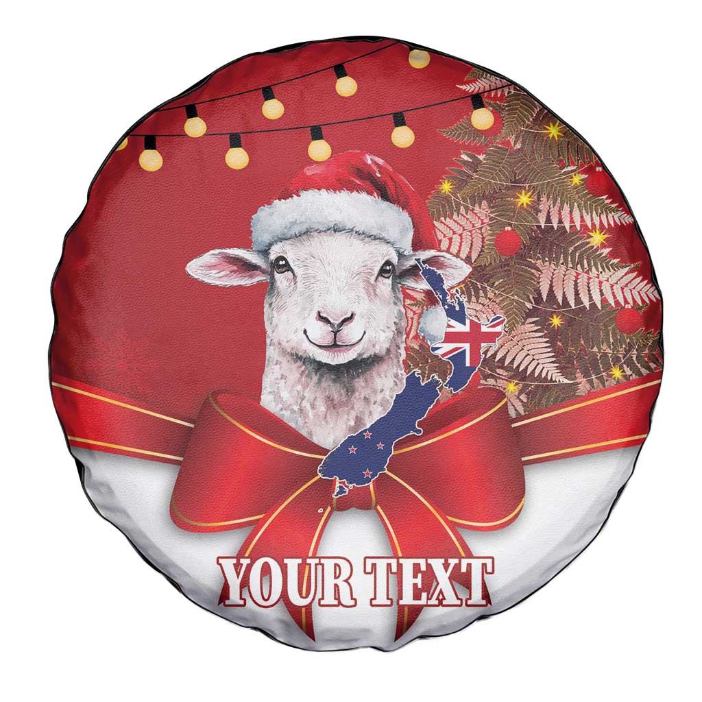 Personalized New Zealand Sheep Christmas Spare Tire Cover Hipi Meri Kirihimete Silver Fern Xmas Tree LT14 - Polynesian Pride