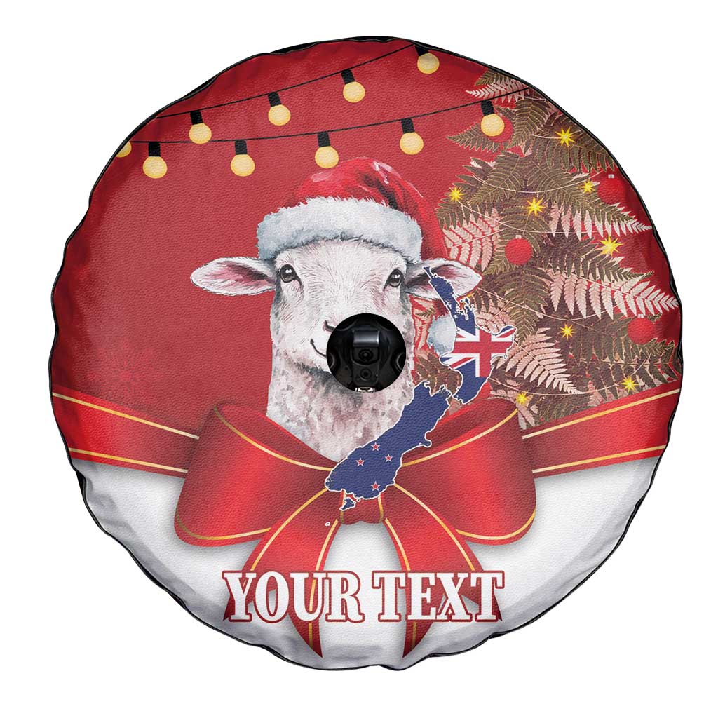 Personalized New Zealand Sheep Christmas Spare Tire Cover Hipi Meri Kirihimete Silver Fern Xmas Tree LT14 - Polynesian Pride