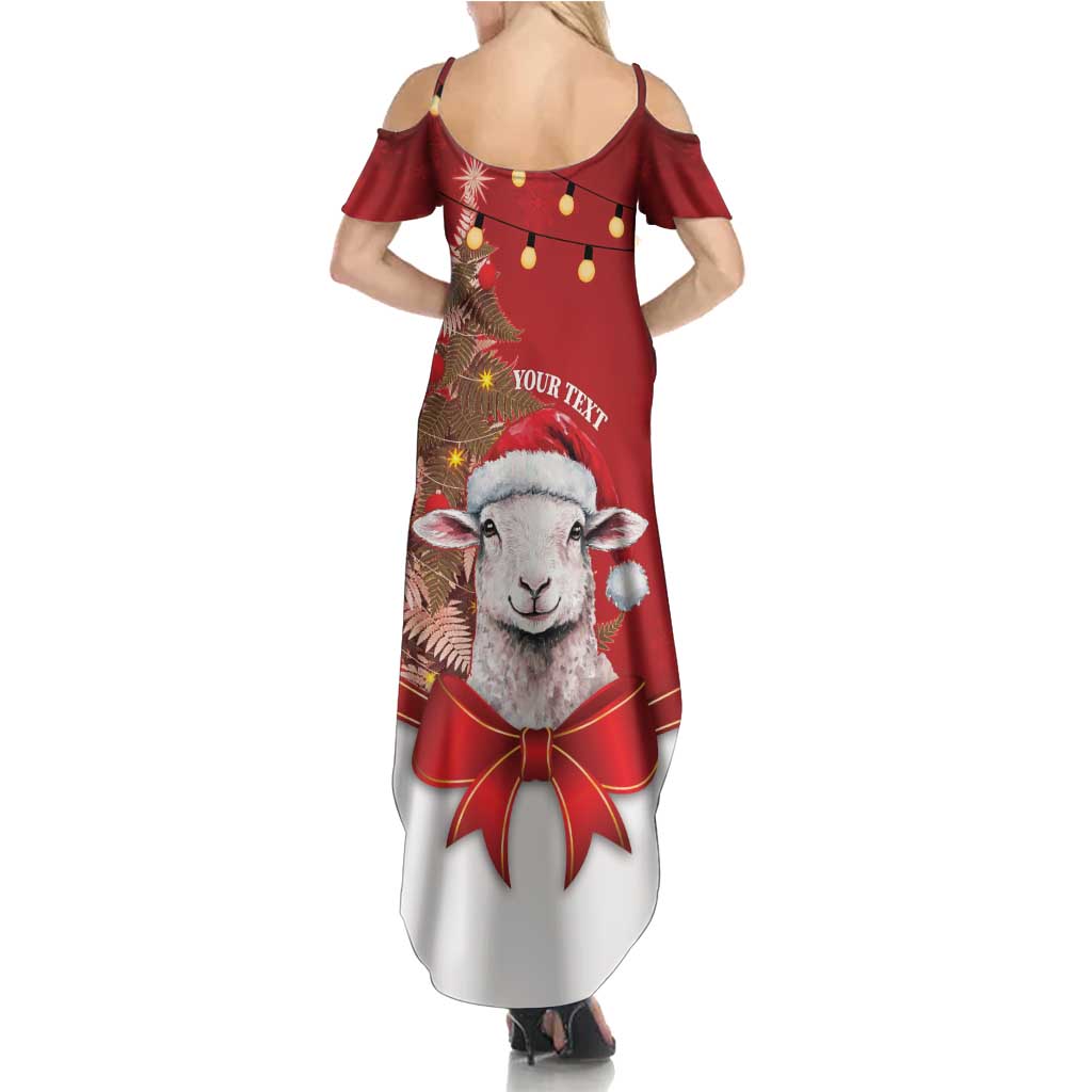 Personalized New Zealand Sheep Christmas Summer Maxi Dress Hipi Meri Kirihimete Silver Fern Xmas Tree LT14 - Polynesian Pride