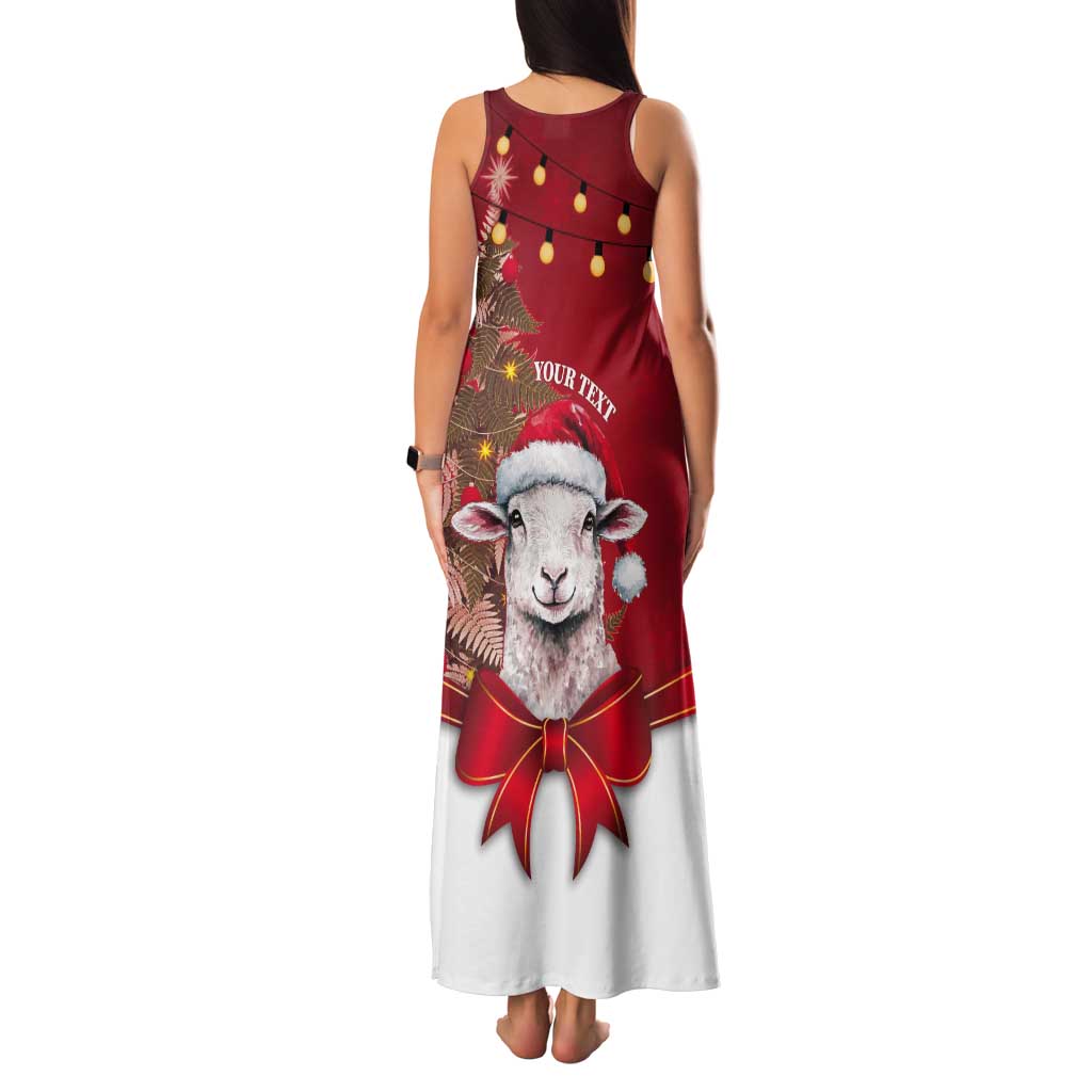 Personalized New Zealand Sheep Christmas Tank Maxi Dress Hipi Meri Kirihimete Silver Fern Xmas Tree LT14 - Polynesian Pride