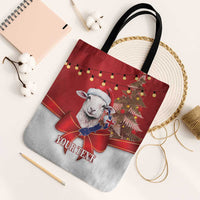 Personalized New Zealand Sheep Christmas Tote Bag Hipi Meri Kirihimete Silver Fern Xmas Tree LT14 Black Strap One Size Red - Polynesian Pride